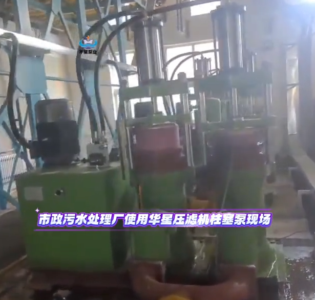 市政污水處理廠使用華星壓濾機柱塞泵現場